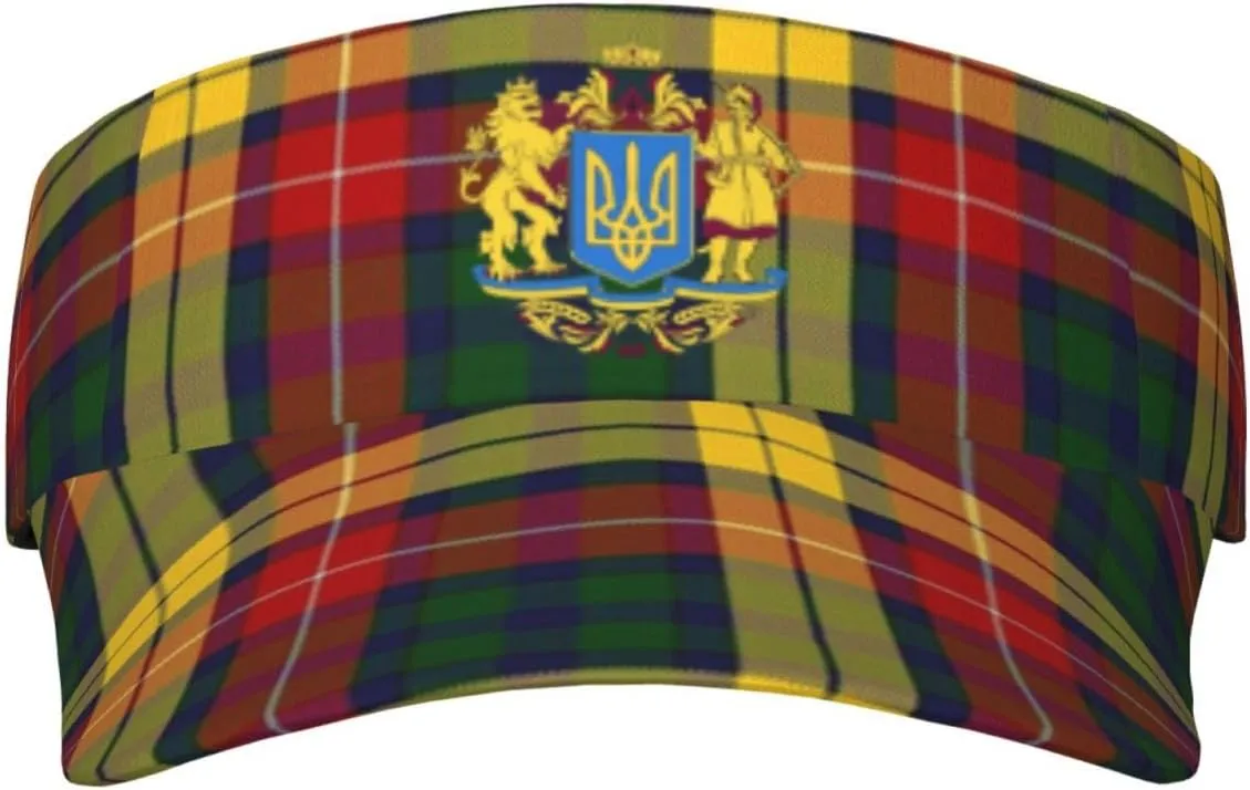 Coat of arms of Ukraine Adult Sun Visor Cap - UV Protection, Breathable, Adjustable, Sports & Outdoor Hat Black