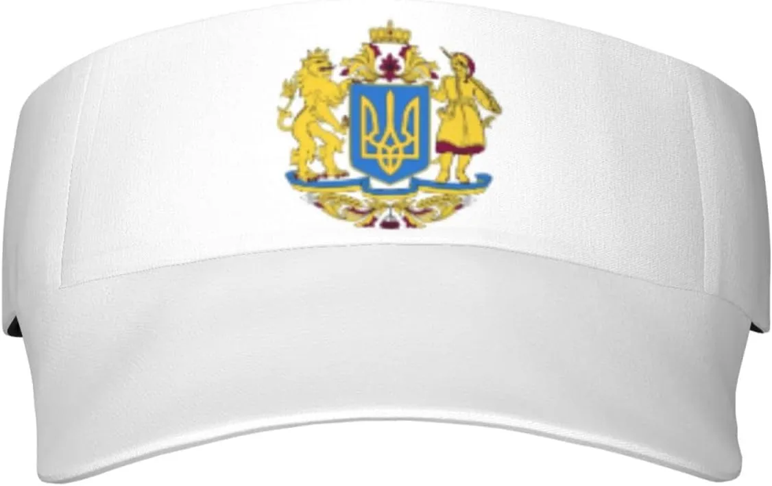 Coat of arms of Ukraine Adult Sun Visor Cap - UV Protection, Breathable, Adjustable, Sports & Outdoor Hat Black