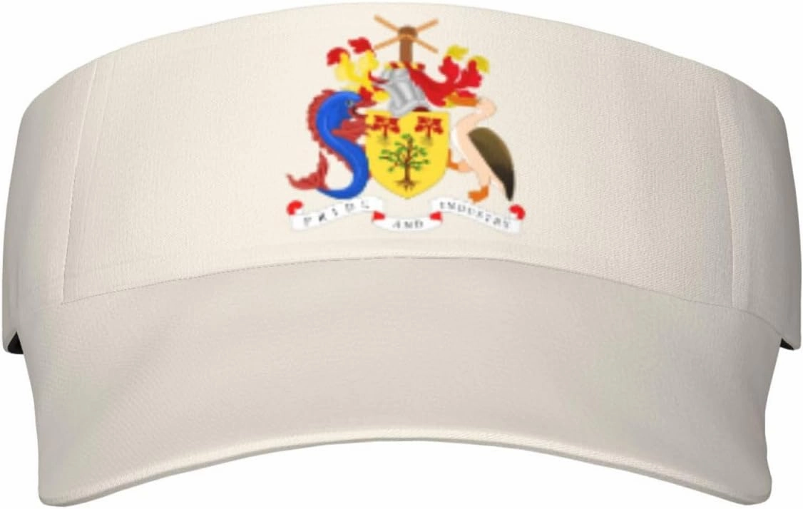 Coat of Arms Barbados Adult Sun Visor Cap - UV Protection, Breathable, Adjustable, Sports & Outdoor Hat Black