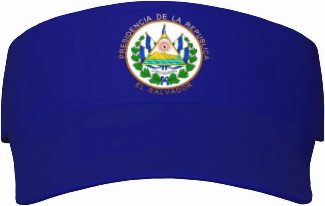 Coat of Arms of El Salvador Adult Sun Visor Cap - UV Protection, Breathable, Adjustable, Sports & Outdoor Hat Black