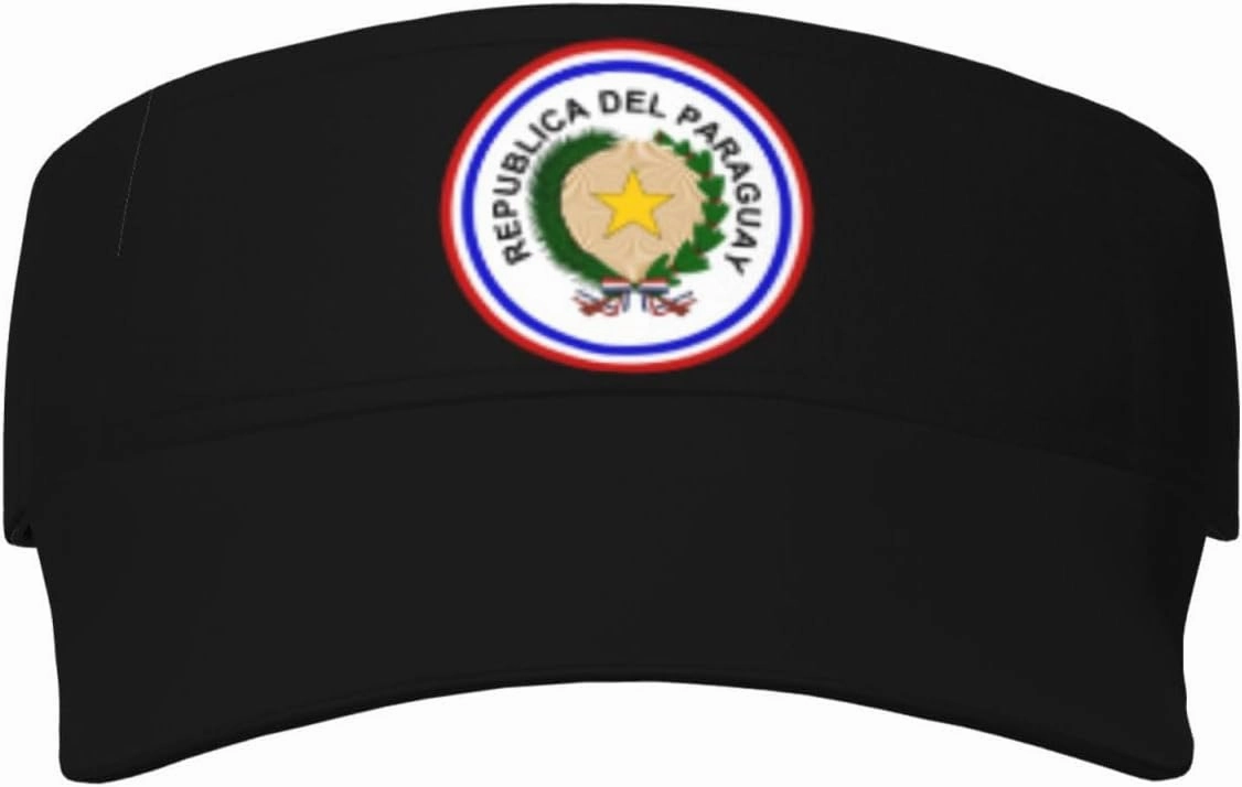 Coat of Arms of Paraguay Adult Sun Visor Cap - UV Protection, Breathable, Adjustable, Sports & Outdoor Hat Black