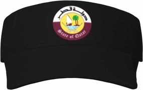 Coat of Arms of Qatar Adult Sun Visor Cap - UV Protection, Breathable, Adjustable, Sports & Outdoor Hat Black