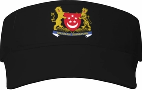 Coat of arms of Singapore Adult Sun Visor Cap - UV Protection, Breathable, Adjustable, Sports & Outdoor Hat Black