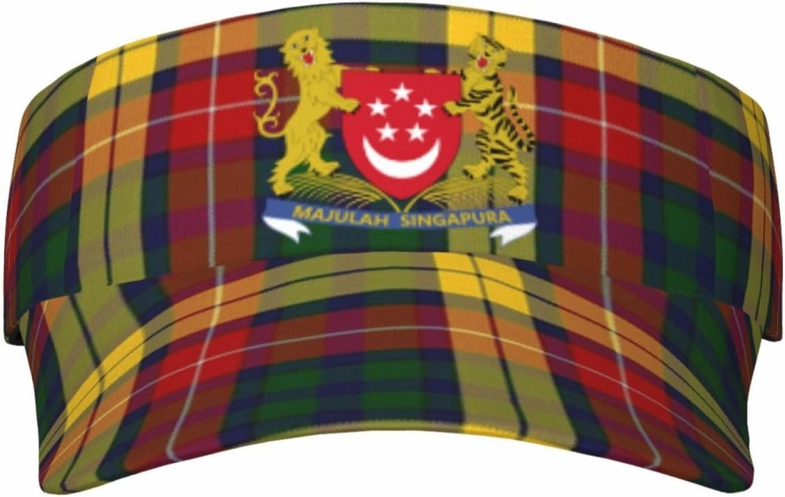 Coat of arms of Singapore Adult Sun Visor Cap - UV Protection, Breathable, Adjustable, Sports & Outdoor Hat Black