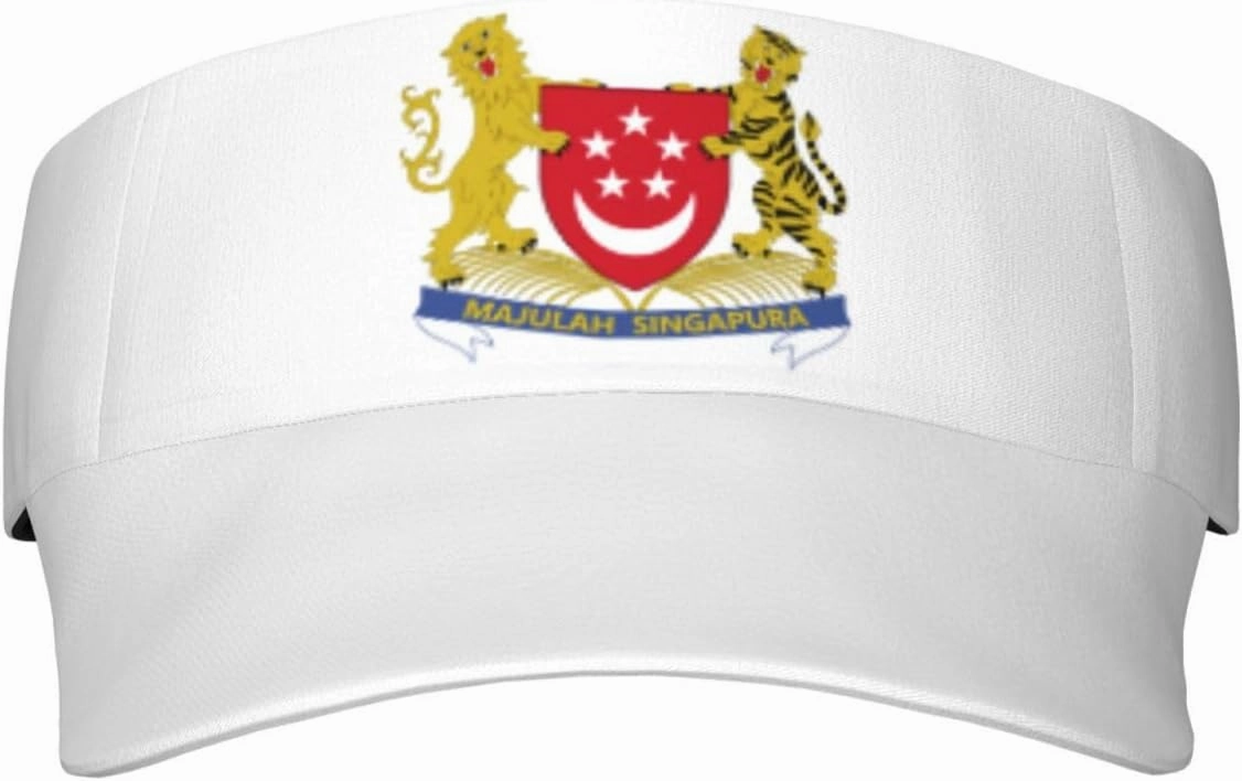 Coat of arms of Singapore Adult Sun Visor Cap - UV Protection, Breathable, Adjustable, Sports & Outdoor Hat Black