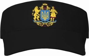 Coat of arms of Ukraine Adult Sun Visor Cap - UV Protection, Breathable, Adjustable, Sports & Outdoor Hat Black