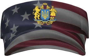 Coat of arms of Ukraine Adult Sun Visor Cap - UV Protection, Breathable, Adjustable, Sports & Outdoor Hat Black