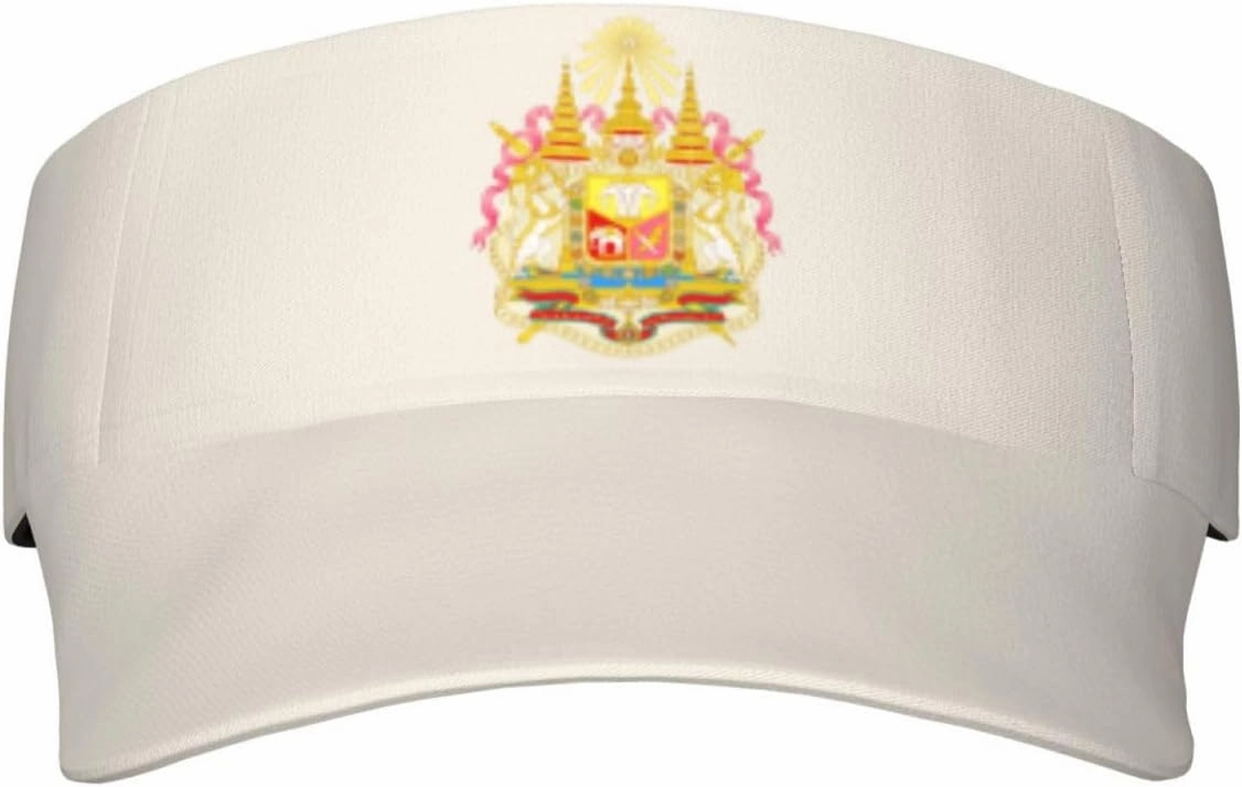 Coat of Arms Thailand Adult Sun Visor Cap - UV Protection, Breathable, Adjustable, Sports & Outdoor Hat Black