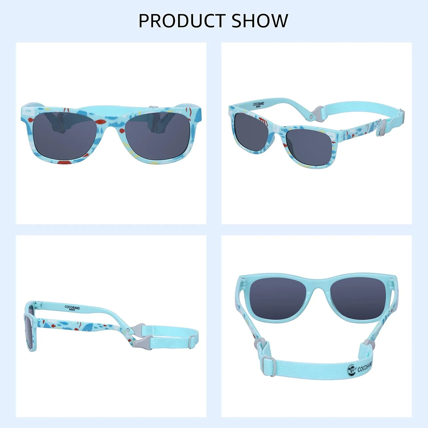COCOSAND Flexible Baby Sunglasses with Strap Polarized UV Protection for Toddler Infant Newborn Boy Girl Age 0-24 Months