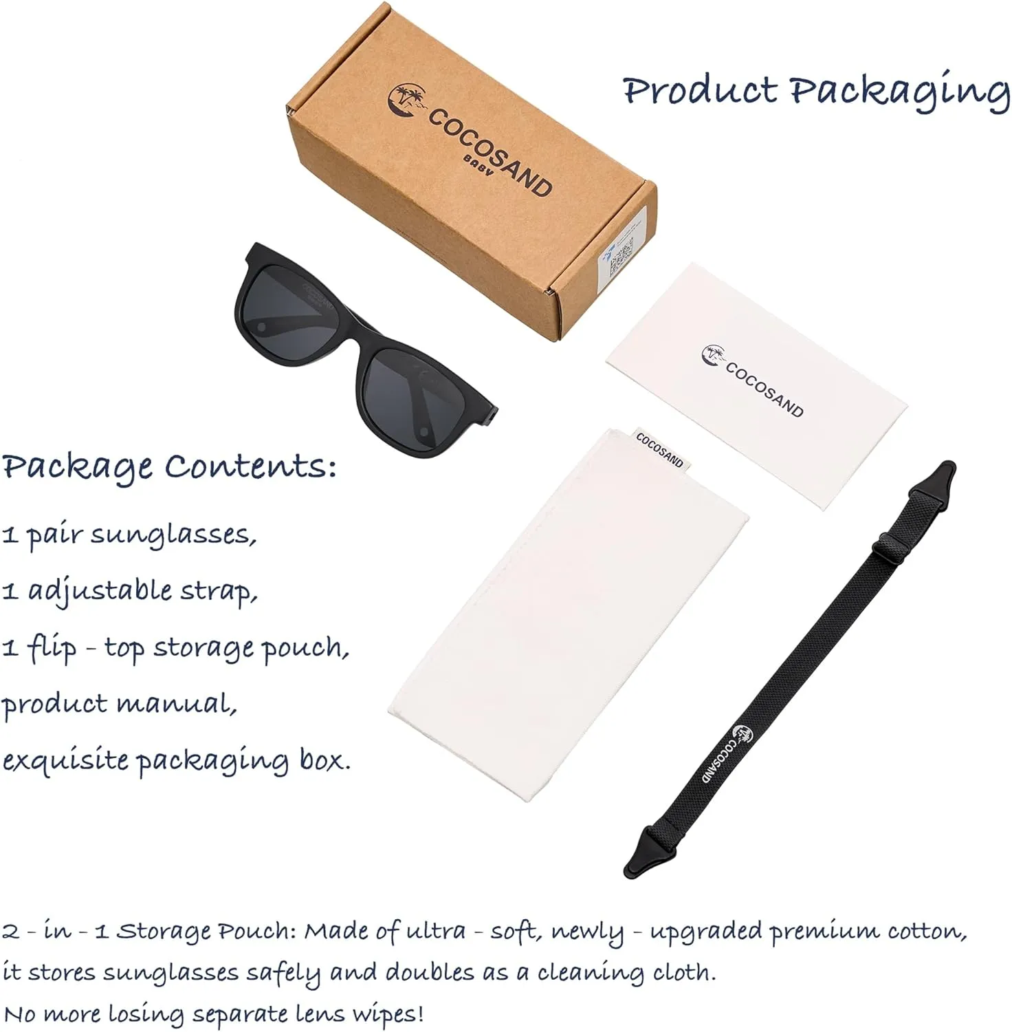 COCOSAND Flexible Baby Sunglasses with Strap Polarized UV Protection for Toddler Infant Newborn Boy Girl Age 0-24 Months