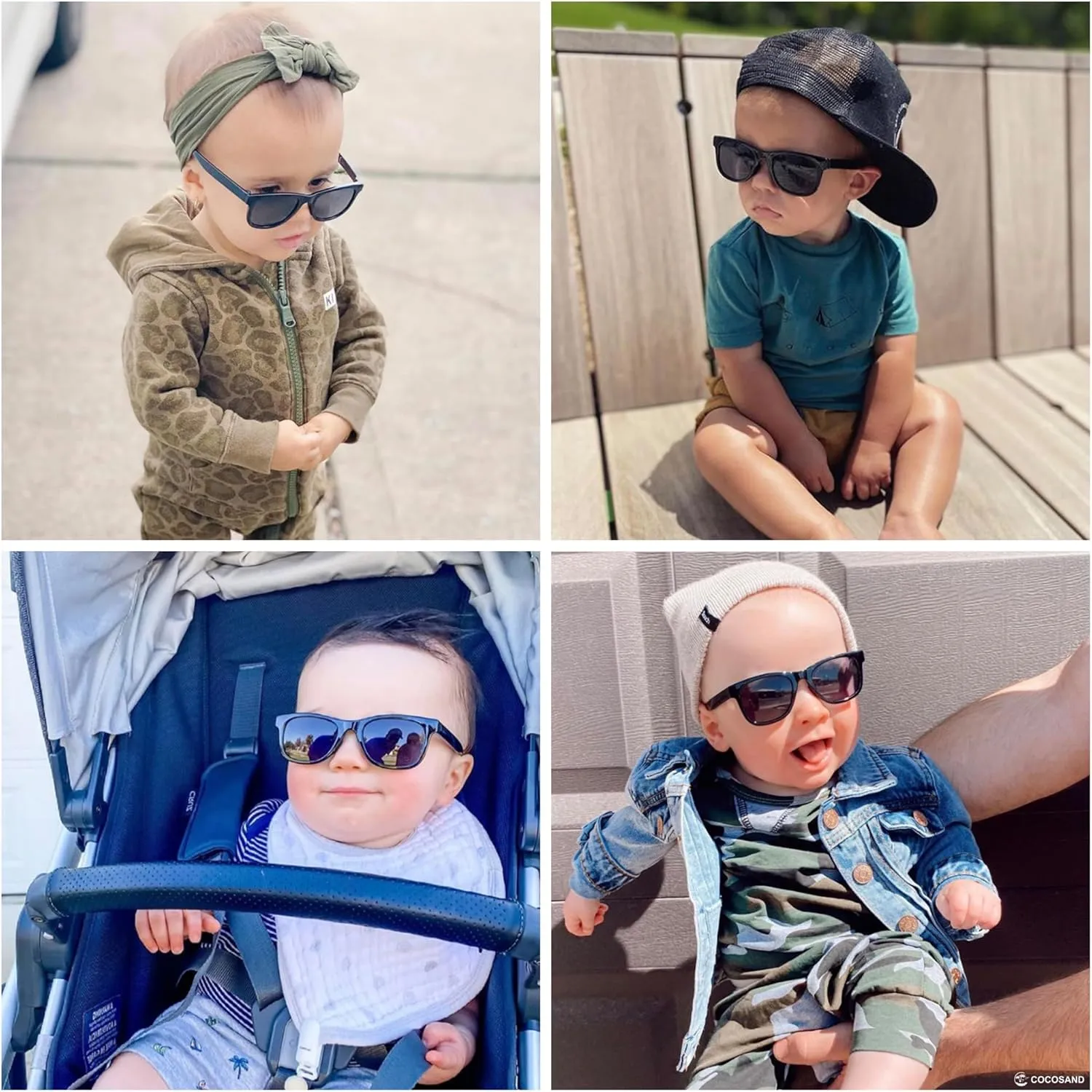 COCOSAND Flexible Baby Sunglasses with Strap Polarized UV Protection for Toddler Infant Newborn Boy Girl Age 0-24 Months