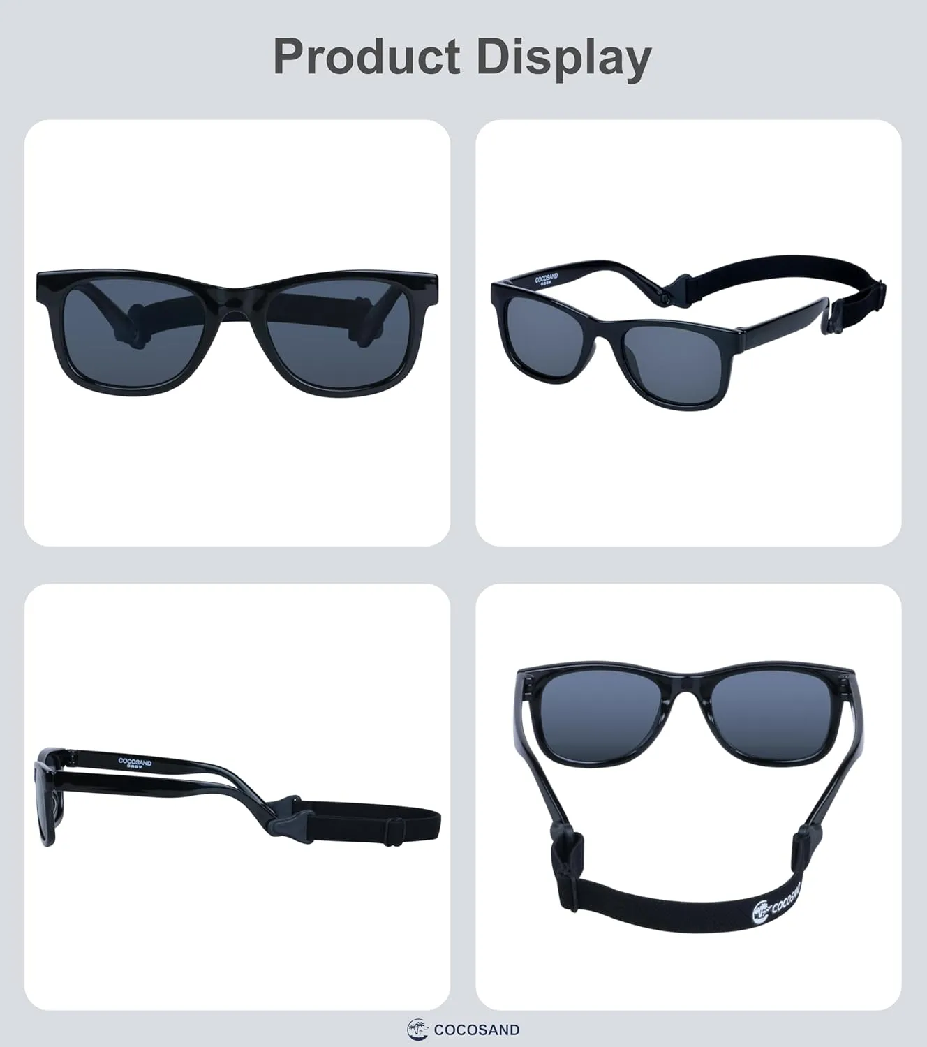 COCOSAND Flexible Baby Sunglasses with Strap Polarized UV Protection for Toddler Infant Newborn Boy Girl Age 0-24 Months