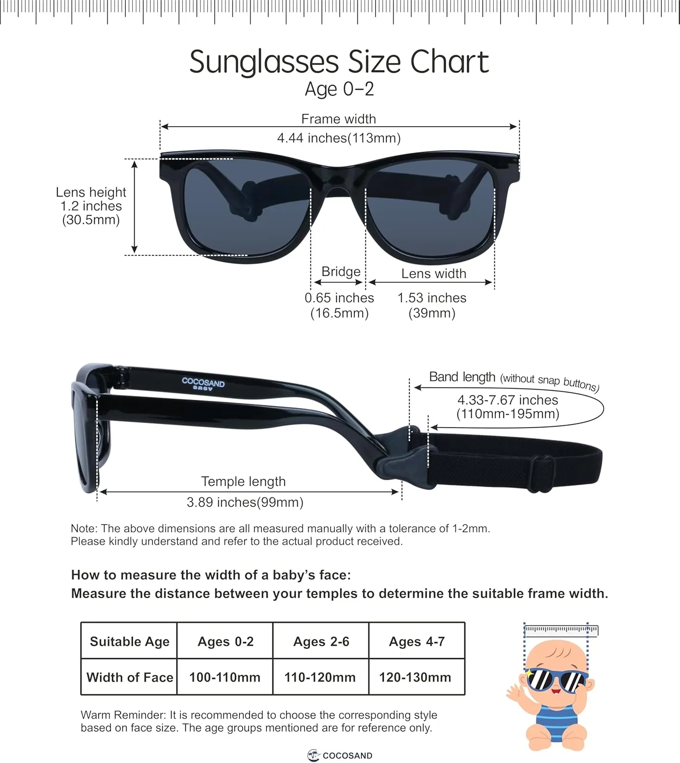 COCOSAND Flexible Baby Sunglasses with Strap Polarized UV Protection for Toddler Infant Newborn Boy Girl Age 0-24 Months