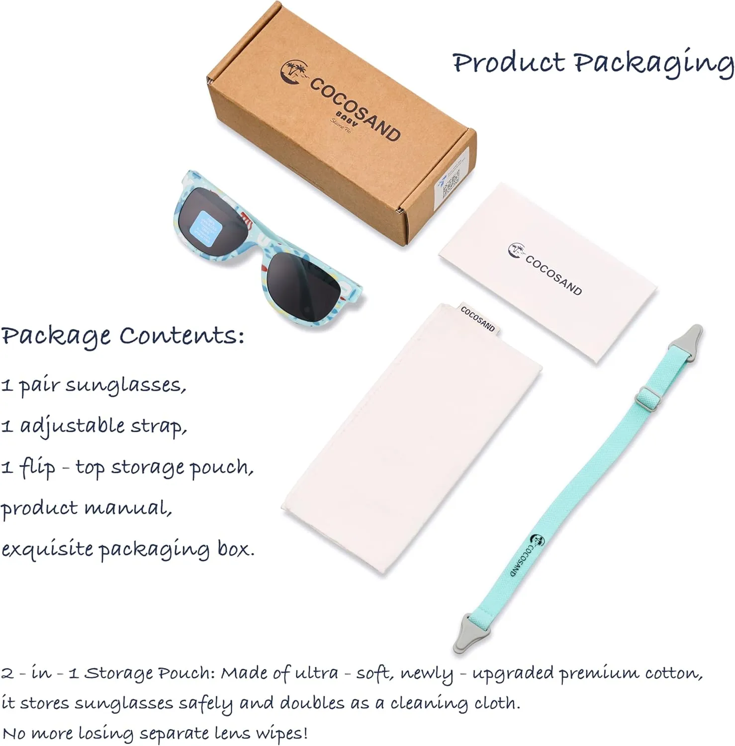 COCOSAND Flexible Baby Sunglasses with Strap Polarized UV Protection for Toddler Infant Newborn Boy Girl Age 0-24 Months