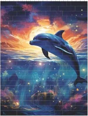 Colorful Starry Sky Ocean Dolphin Building Block Puzzle Personalized Building Bricks Block Puzzle Building Family Keepsake DIY Brick Block Puzzles Valentine's Day Gifts for Home Decor Brick Puzzle