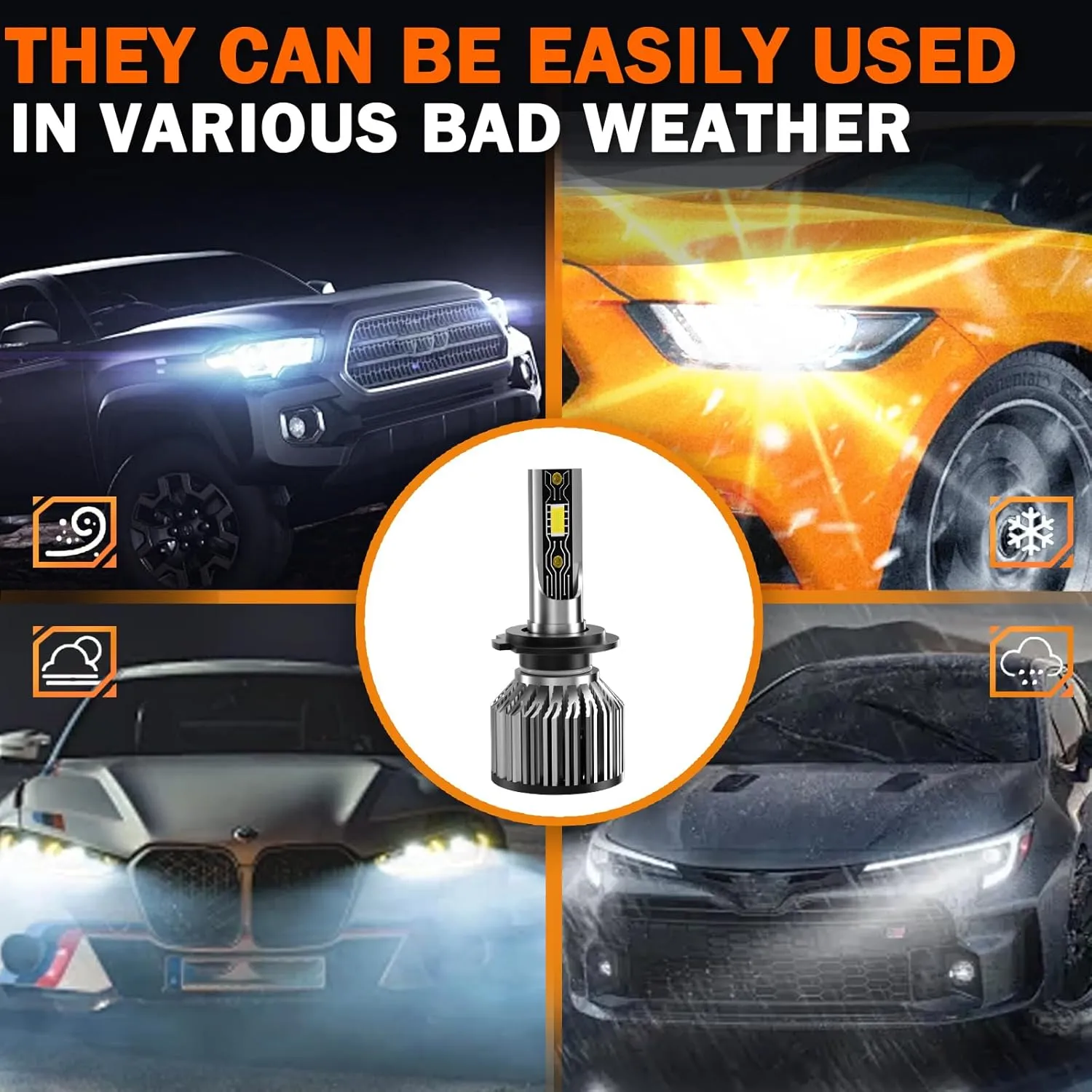 Compatible For Ford Fusion 2006-2018 Bulbs H7 High Beam   H11 Low Beam  H11/H8 Fog Lights Bulbs Kit, 6500K White with Fan, Plug and Play, Pack of 6