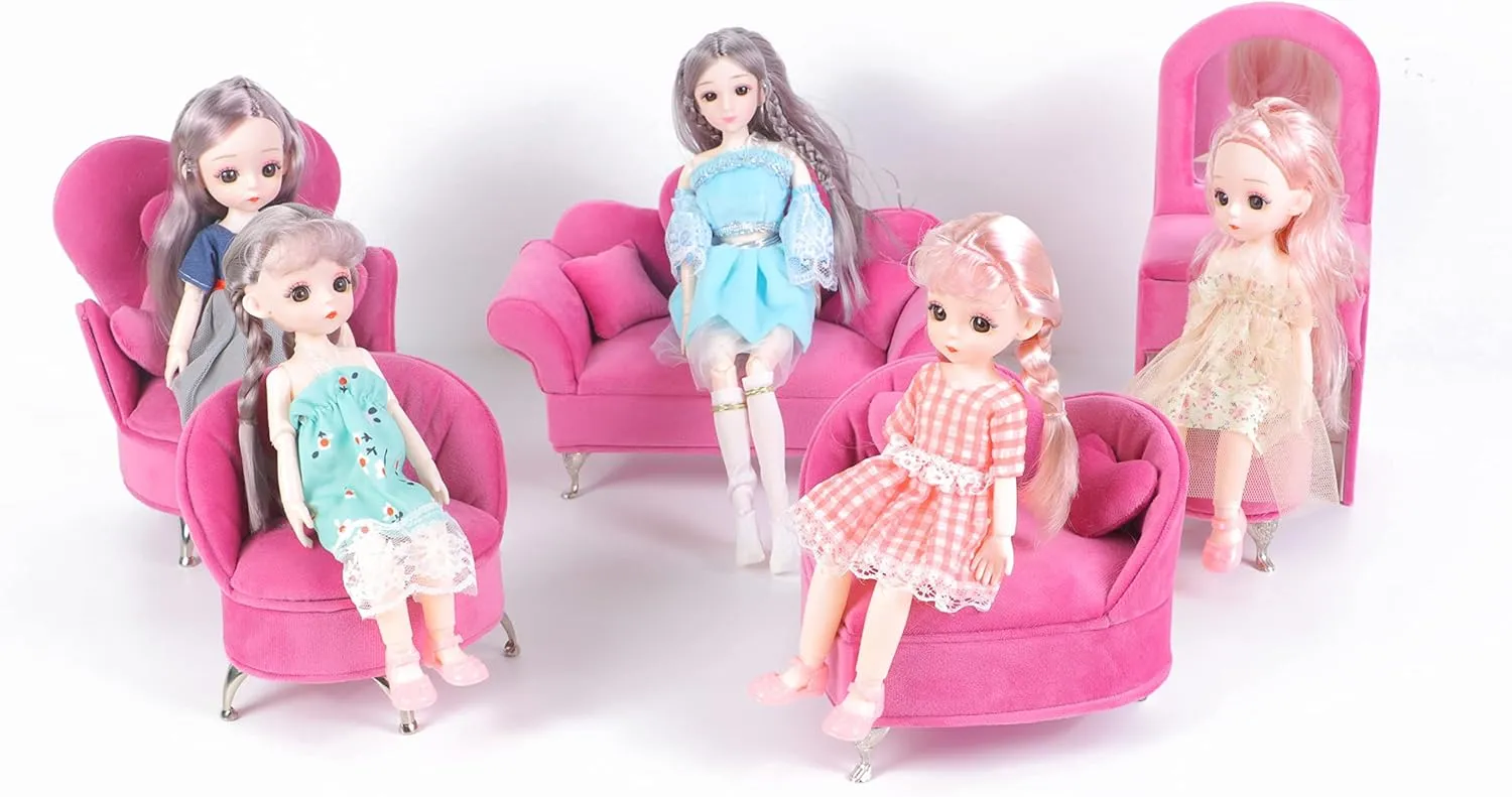CONCISE Miniature Dollhouse Accessories Dollhouse Furniture 1/6 Scale Sofa Pink Jewelry Box Women Velvet Storage Jewelry Box