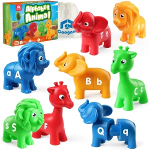 Coogam ABC Animal Alphabet Matching Game 26 Uppercase and Lowercase Letters Fine Motor Toy Preschool Educational Montessori Learning Toys for Toddlers Ages 2 3 4