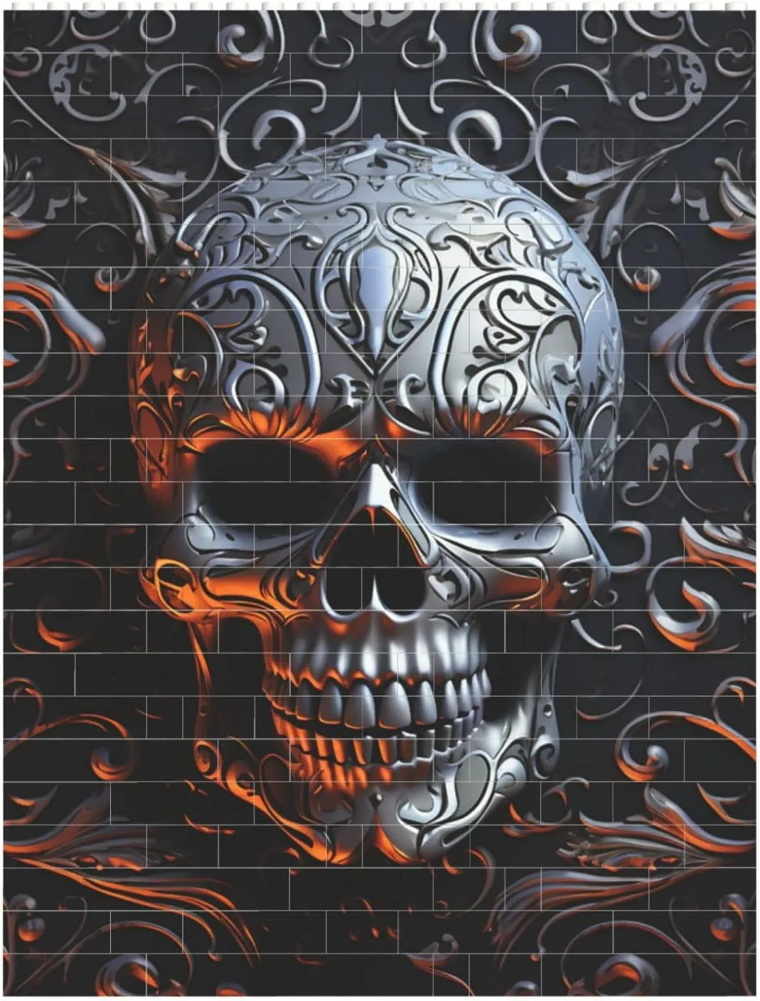 Cool Skull Graphics Building Block Puzzle Personalized Building Bricks for Adults Square Shaped Block Puzzle Building Brick Block Puzzles Valentine's Day Gifts for Home Decor Brick Puzzle