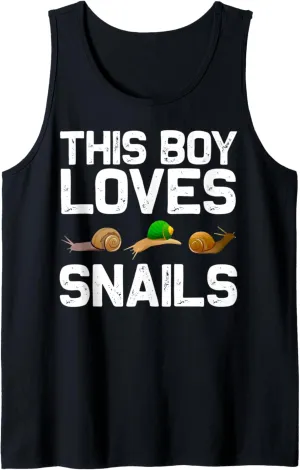 Cool Snail Art For Boys Kids Slug Trumpet Land Garden Animal Tank Top