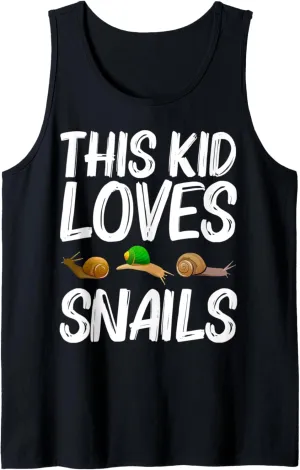 Cool Snail Art For Kids Boys Slug Trumpet Land Garden Animal Tank Top