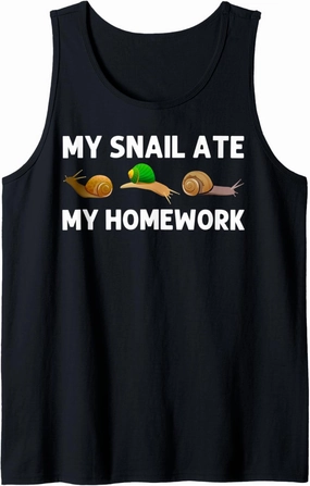 Cool Snail Art For Kids Boys Slug Trumpet Land Garden Animal Tank Top
