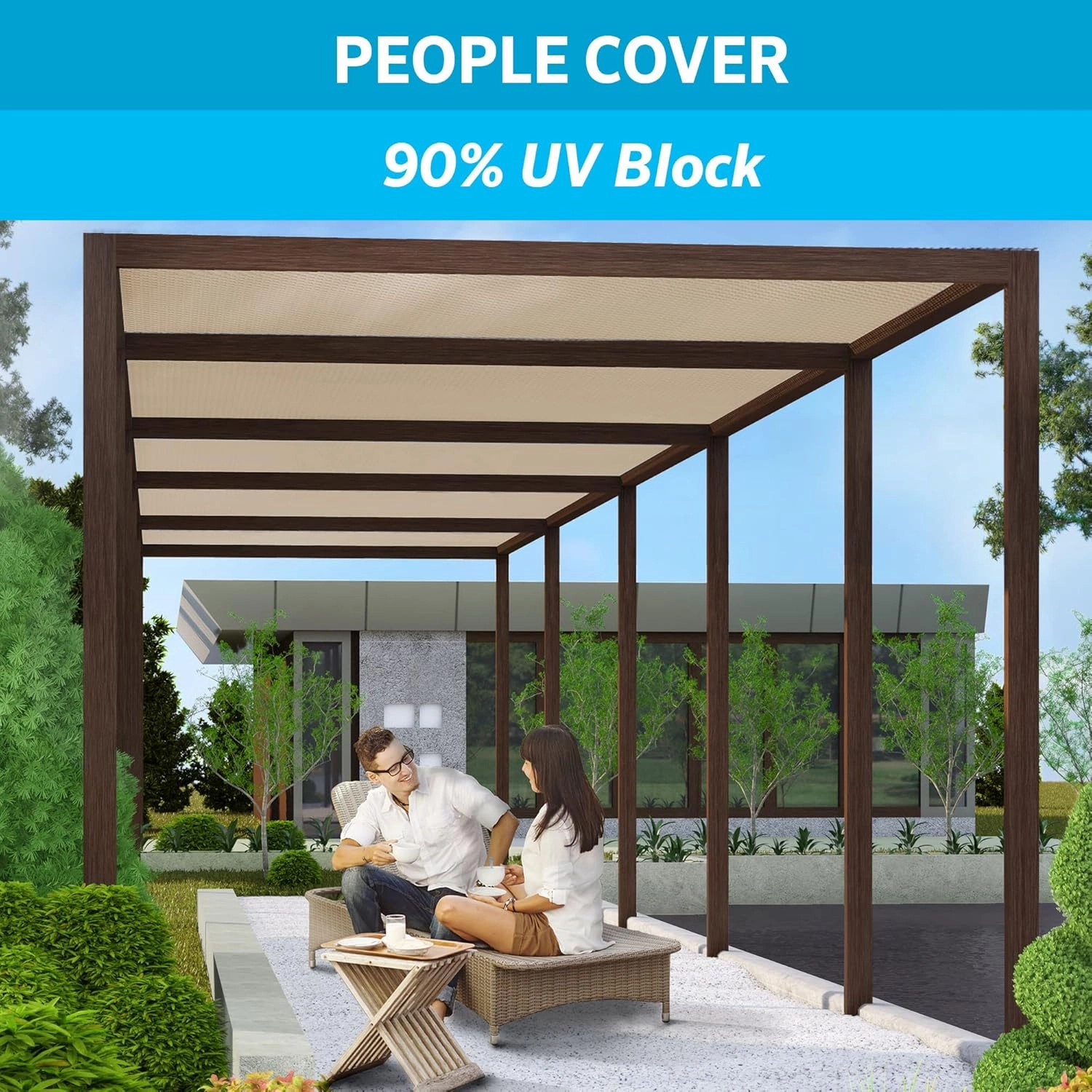 Coolaroo 435967 Shade Fabric 90% UV Protection for People, PET, OR Home LG, 12' x 50', Wheat