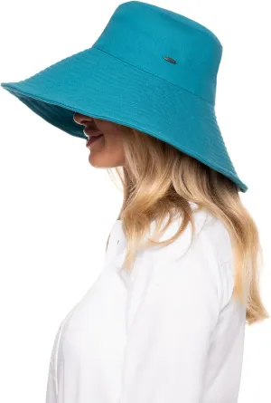 Coolibar UPF 50  Women's Brittany Beach Hat - Sun Protective (One Size- Tahitian Teal)