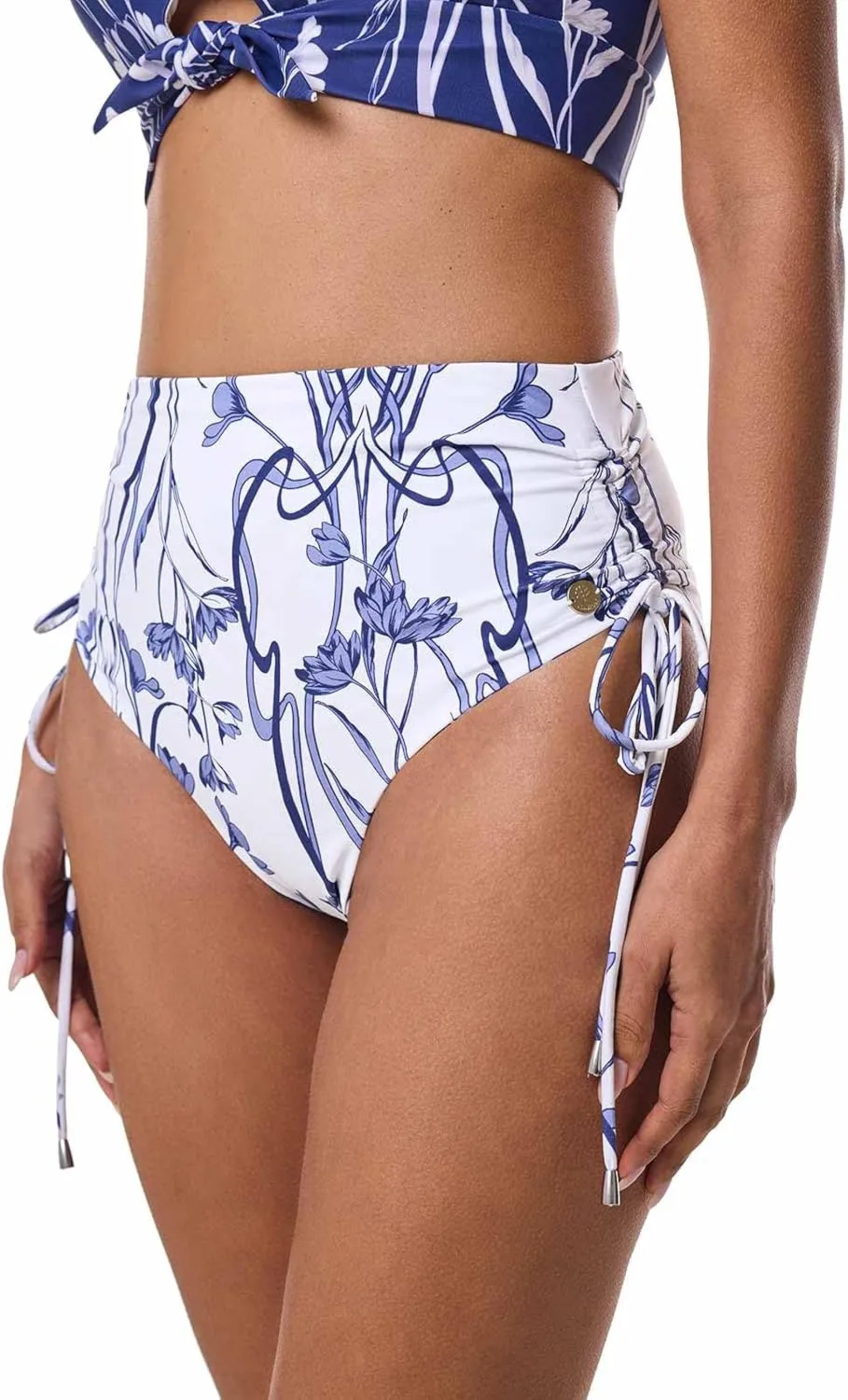 Coolibar UPF 50  Women's Myrtle Reversible Ruche Adjustable Swim Bottoms - Sun Protective