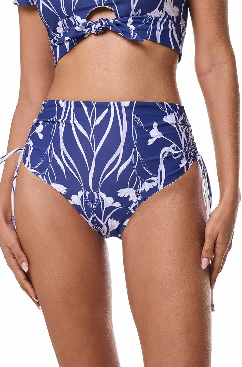 Coolibar UPF 50  Women's Myrtle Reversible Ruche Adjustable Swim Bottoms - Sun Protective
