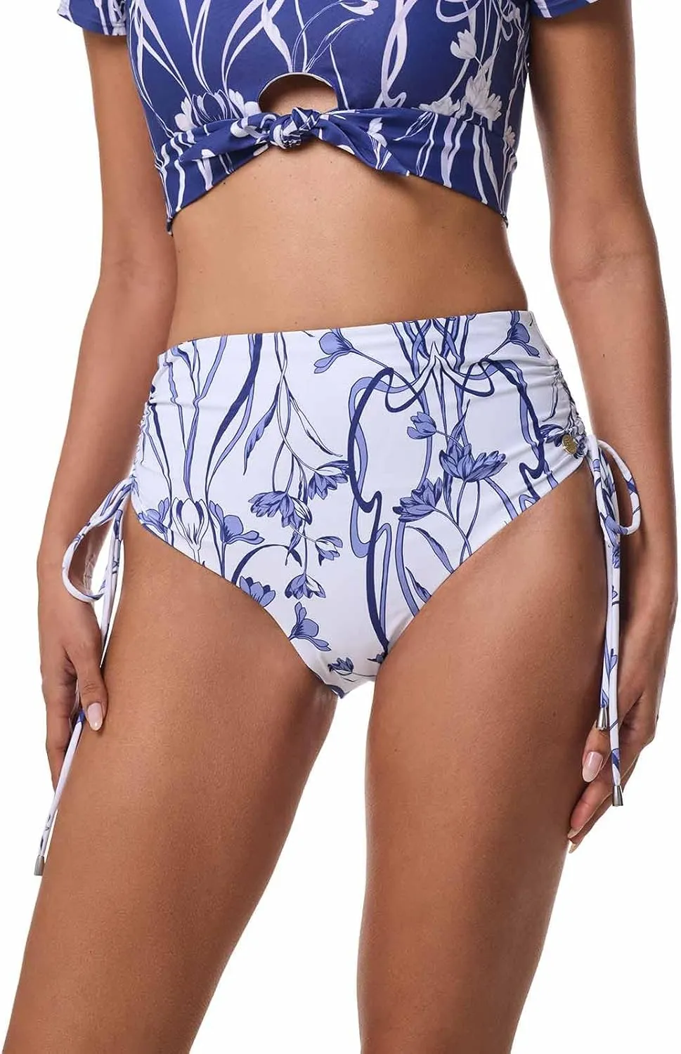 Coolibar UPF 50  Women's Myrtle Reversible Ruche Adjustable Swim Bottoms - Sun Protective