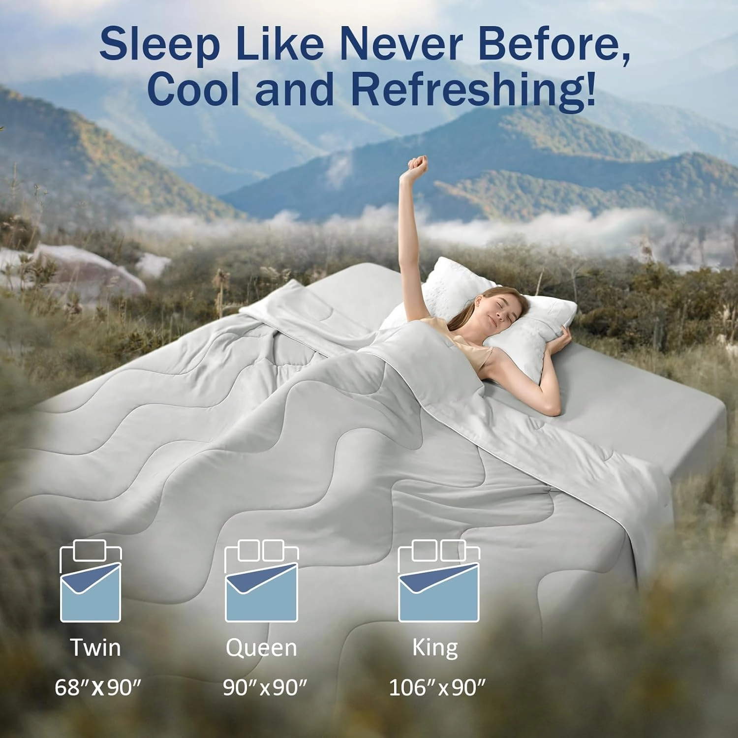 Cooling Blanket Comforter Hot Sleepers - Twin/Twin XL Cooling Comforter, Soft Ice Blanket for Night Sweats, All-Season Breathable & Lightweight Duvet Insert (68''x90'',Cool Gray)