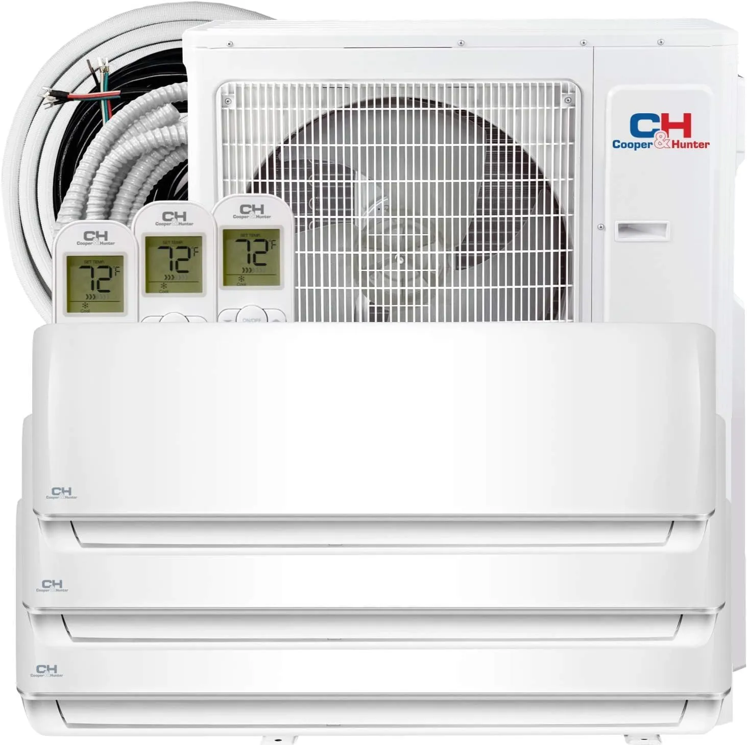 Cooper & Hunter 28,000 BTU Tri 3 Zone 9,000   12,000   12,000 BTU, 24.6 SEER2, 230V, Multi Zone Wall Mount Ductless Mini Split Air Conditioner Heat Pump Full Set with 25ft Installation Kits