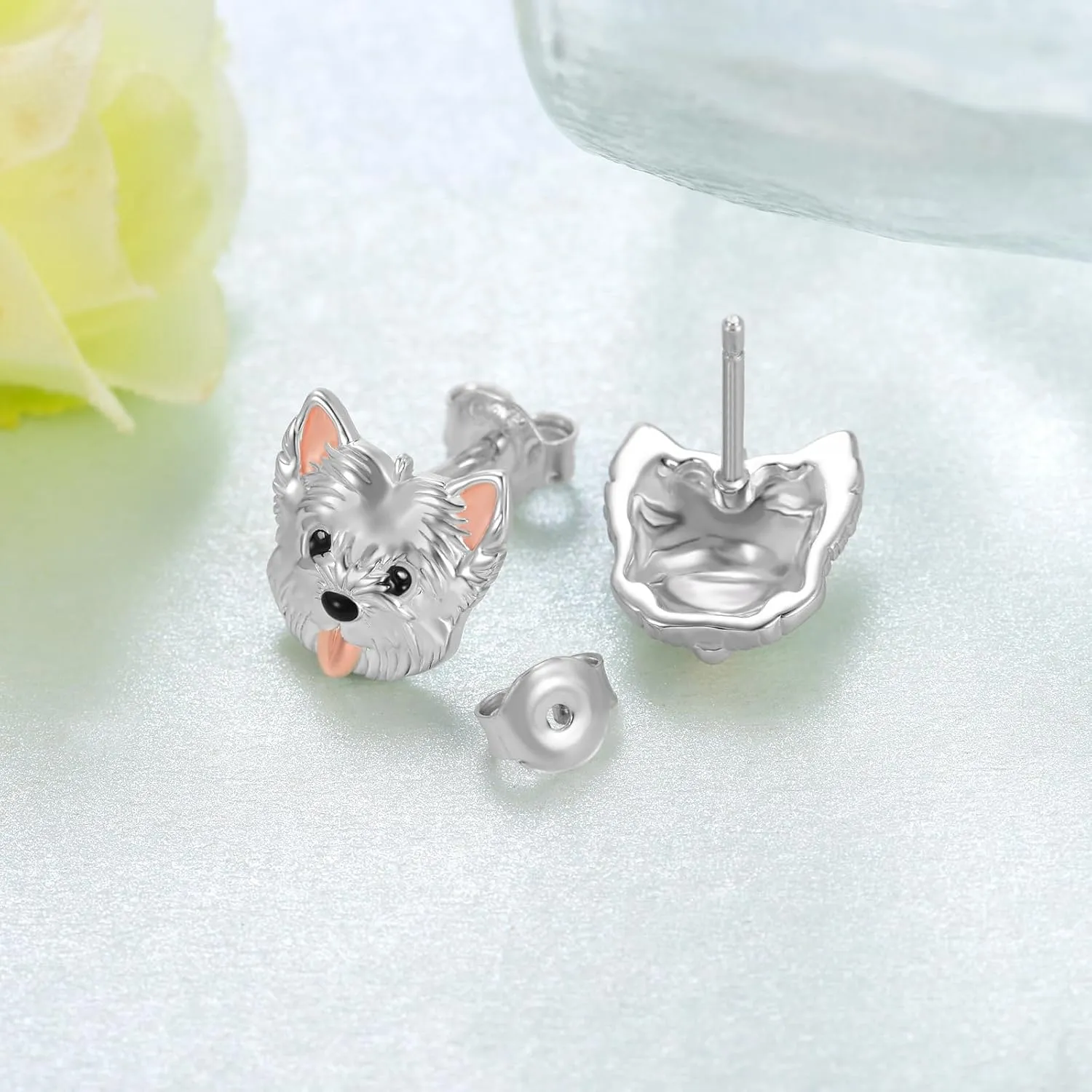Corgi/Pomeranian/West Highland White Terrier/Yorkie/German Shepherd/Sheltie Earrings 925 Sterling Silver Dog Puppy Animal Stud Earrings Jewelry Gift for Women