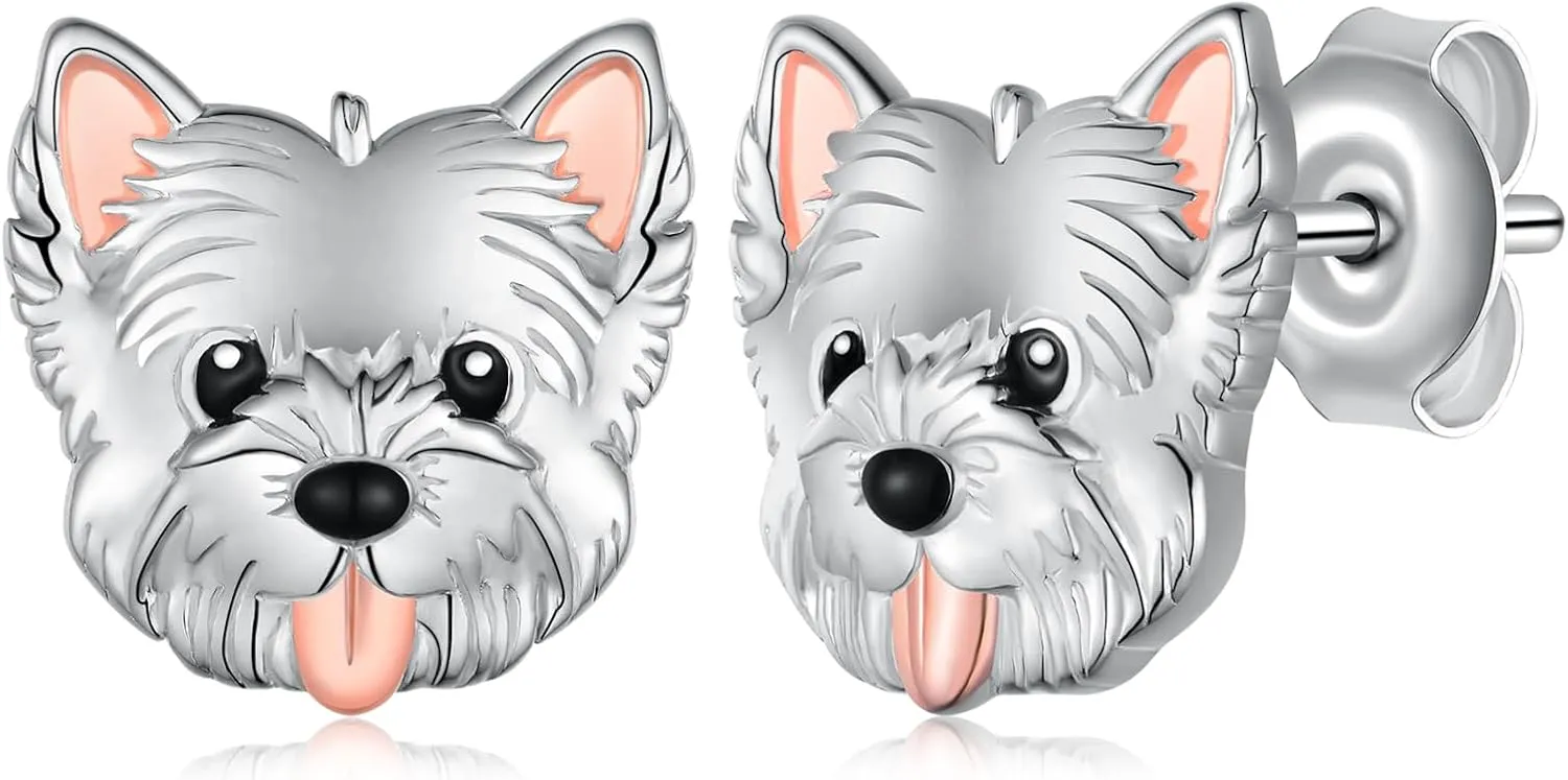 Corgi/Pomeranian/West Highland White Terrier/Yorkie/German Shepherd/Sheltie Earrings 925 Sterling Silver Dog Puppy Animal Stud Earrings Jewelry Gift for Women