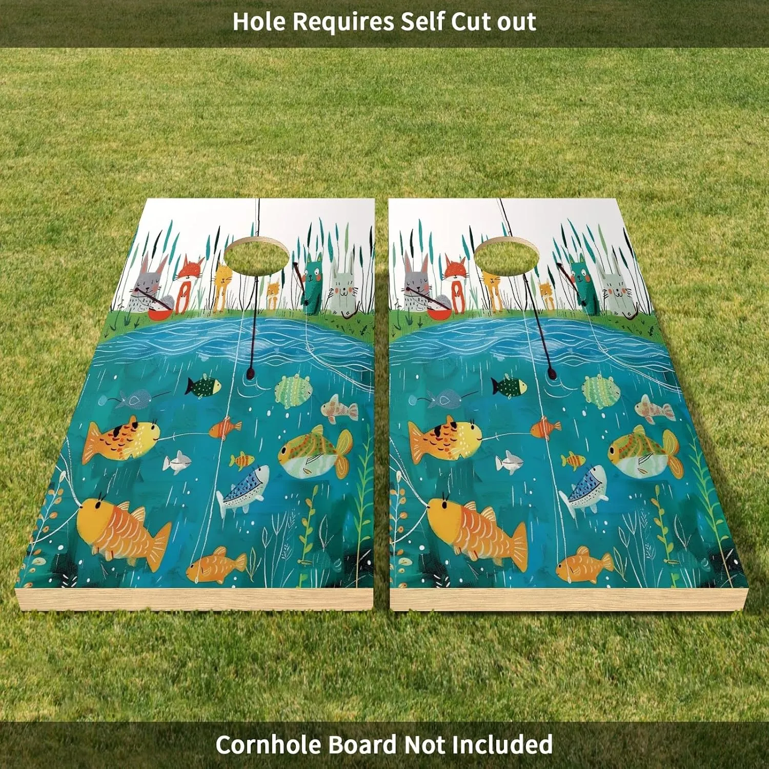 Cornhole Board Skins Transform Your Cornhole Boards with Vibrant Skins Covers Decals and Graphics Elevate Your Outdoor Space with Personalized Style Cornhole Cover Set of 2 Fish
