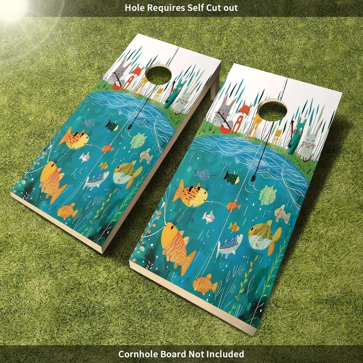 Cornhole Board Skins Transform Your Cornhole Boards with Vibrant Skins Covers Decals and Graphics Elevate Your Outdoor Space with Personalized Style Cornhole Cover Set of 2 Fish