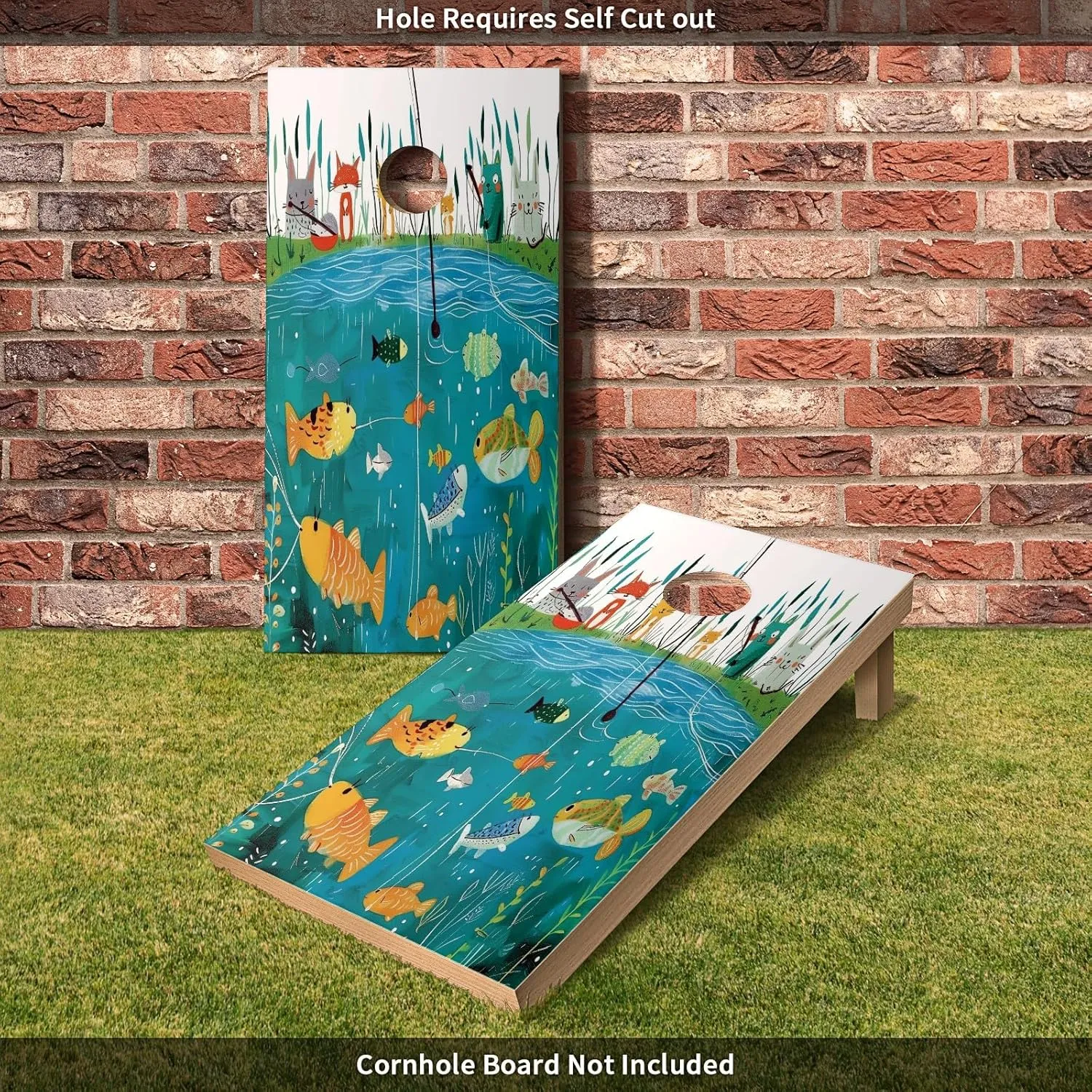 Cornhole Board Skins Transform Your Cornhole Boards with Vibrant Skins Covers Decals and Graphics Elevate Your Outdoor Space with Personalized Style Cornhole Cover Set of 2 Fish