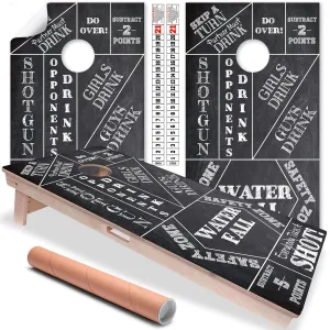 Cornhole Board Wraps and Decal for Boards Set of 2 Skins Professional Vinyl Covers Sticker- Game On Chalkboard Drinking Game Friends Family Reunion Cornhole Decal for Boards Covers Sticker Vinyl Wraps