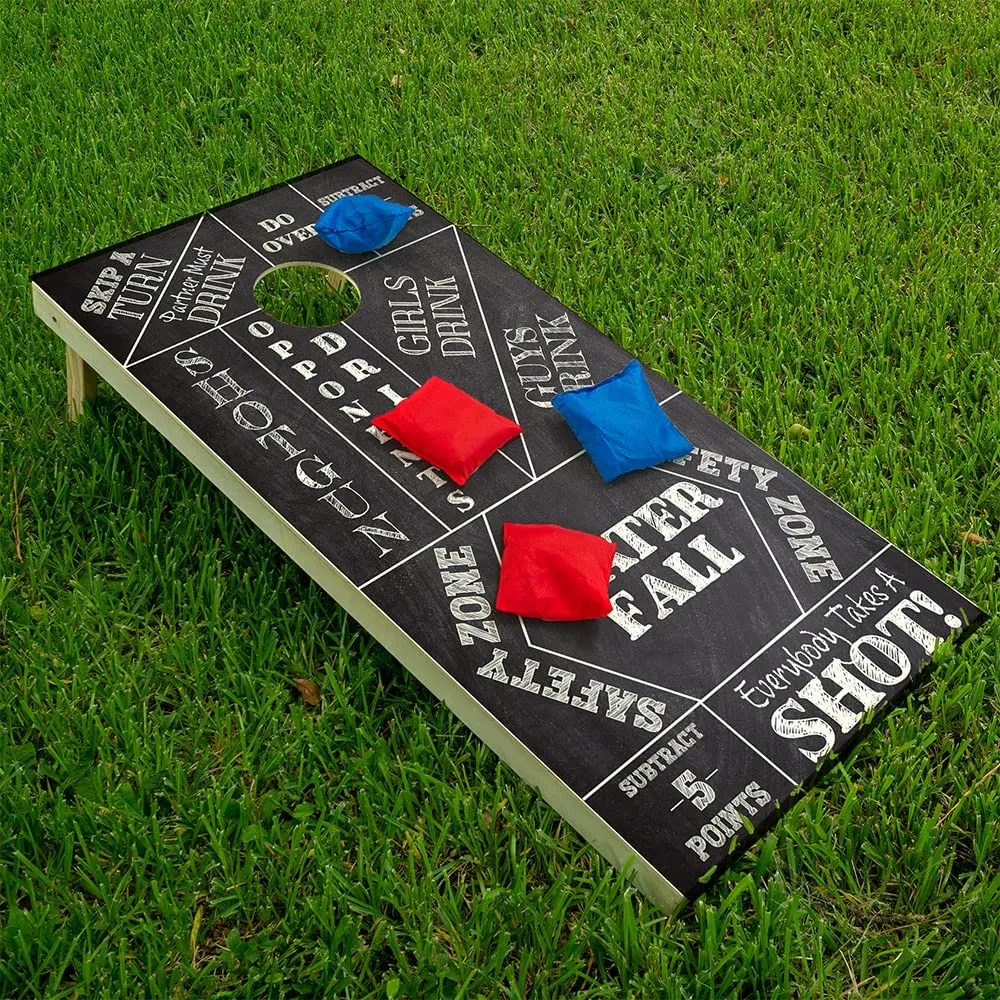 Cornhole Board Wraps and Decal for Boards Set of 2 Skins Professional Vinyl Covers Sticker- Game On Chalkboard Drinking Game Friends Family Reunion Cornhole Decal for Boards Covers Sticker Vinyl Wraps