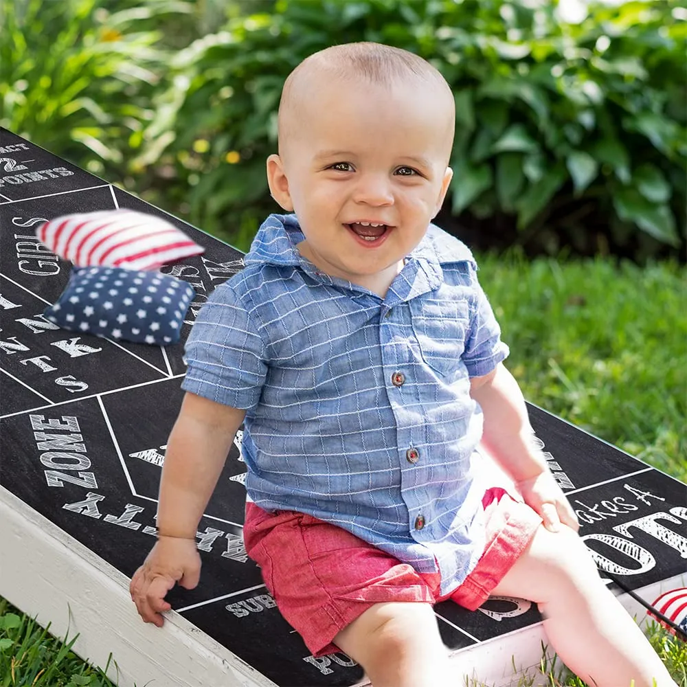 Cornhole Board Wraps and Decal for Boards Set of 2 Skins Professional Vinyl Covers Sticker- Game On Chalkboard Drinking Game Friends Family Reunion Cornhole Decal for Boards Covers Sticker Vinyl Wraps