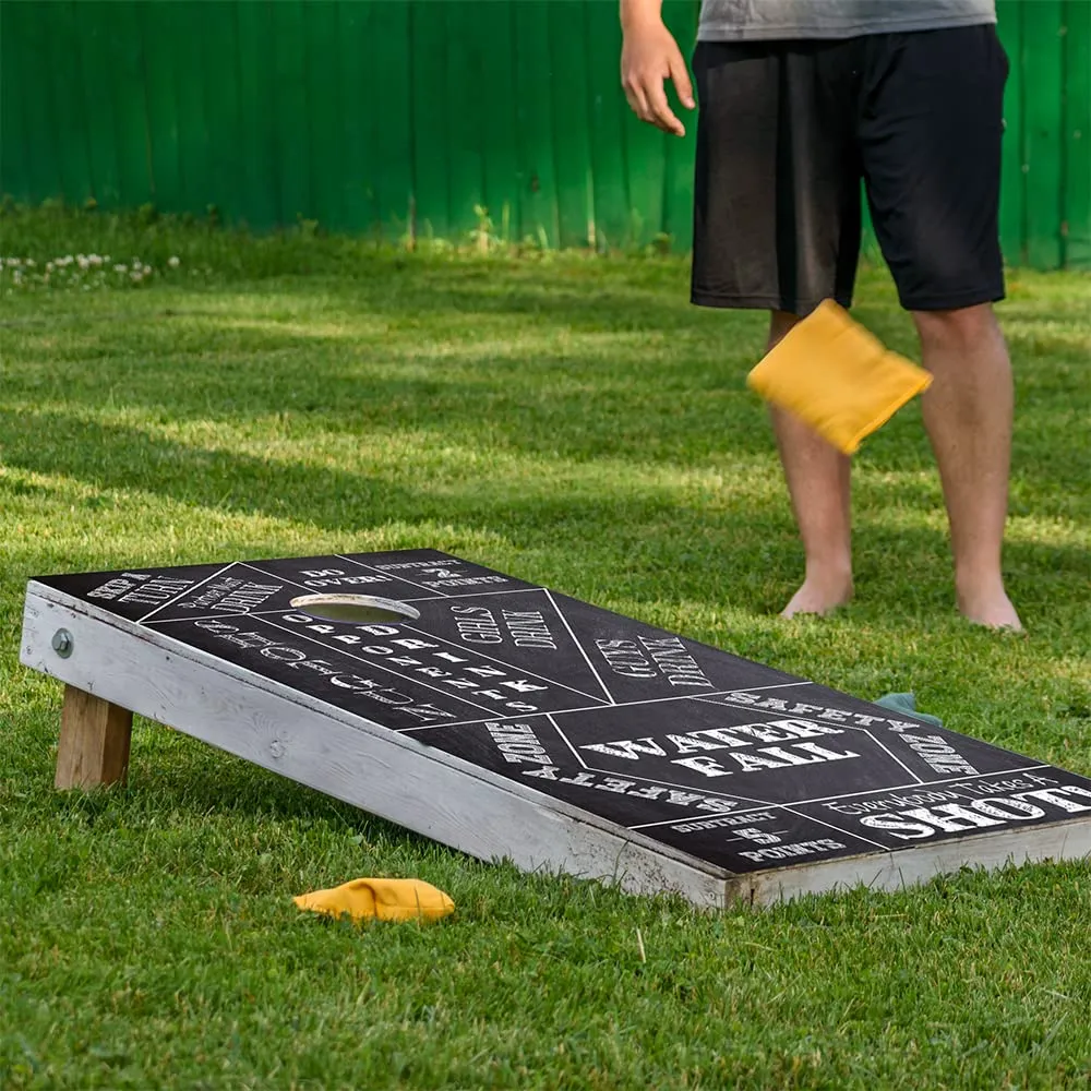 Cornhole Board Wraps and Decal for Boards Set of 2 Skins Professional Vinyl Covers Sticker- Game On Chalkboard Drinking Game Friends Family Reunion Cornhole Decal for Boards Covers Sticker Vinyl Wraps
