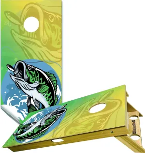 Cornhole Board Wraps, Cornhole Decals and Wraps for Boards (Set of 2) - Transform Your Cornhole Game with Our Durable Board Wraps (Fish Green)
