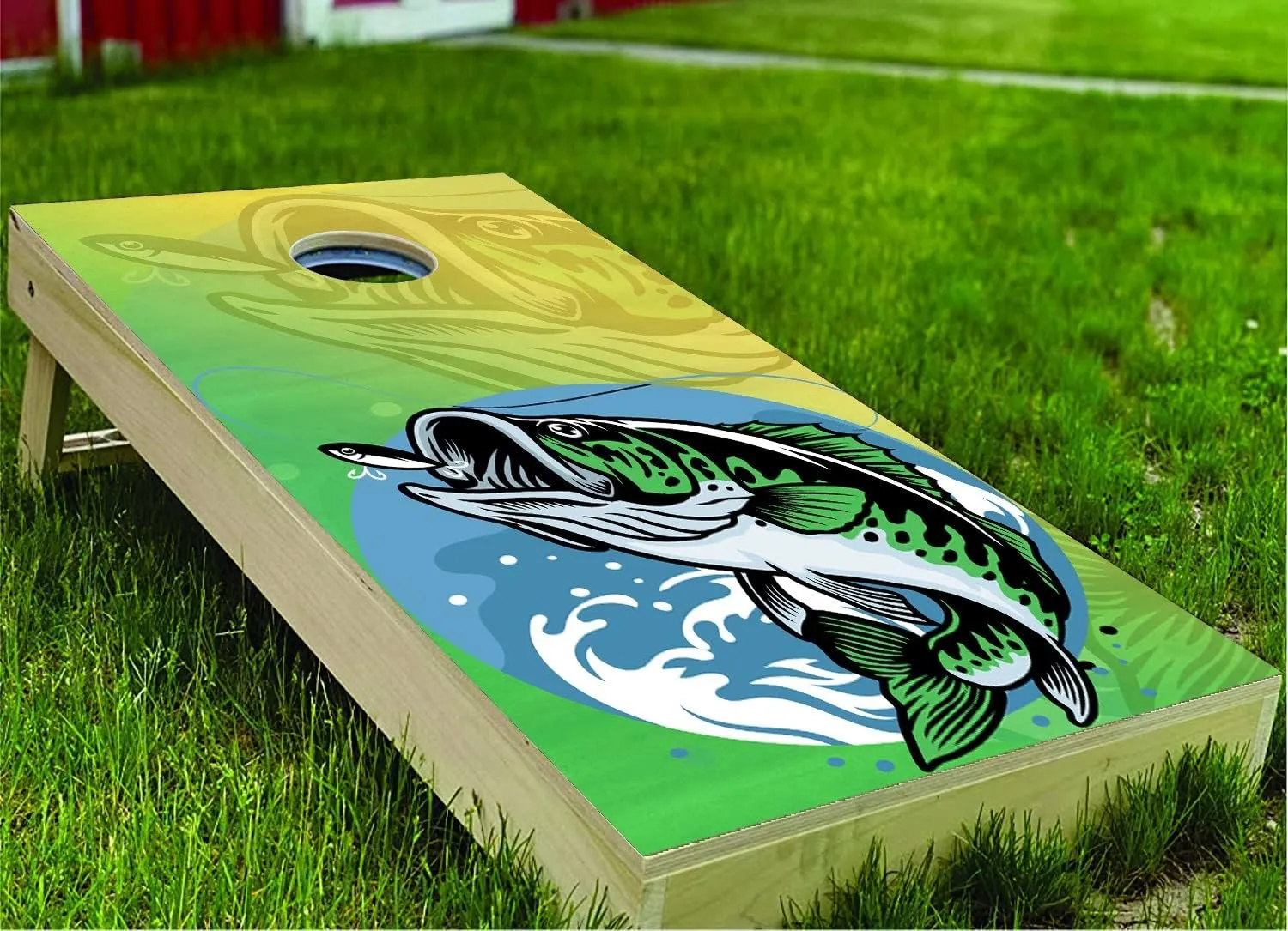 Cornhole Board Wraps, Cornhole Decals and Wraps for Boards (Set of 2) - Transform Your Cornhole Game with Our Durable Board Wraps (Fish Green)