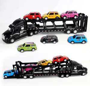 CORPER TOYS Diecast Pull Back Transport Car Carrier Truck Toys with 6 Mini Cars Transport Vehicles Playset for Kids Boys Girls Gift for Birthday Christmas