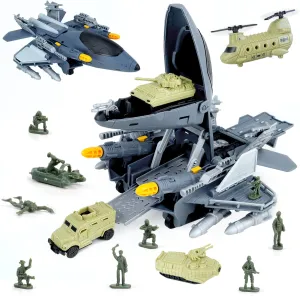 CORPER TOYS Military Airplane Toys Playset with Army Tank,Vehicles Set,Helicopter and Army Men Set for Boys Girls Kids Gift for Birthday Christmas