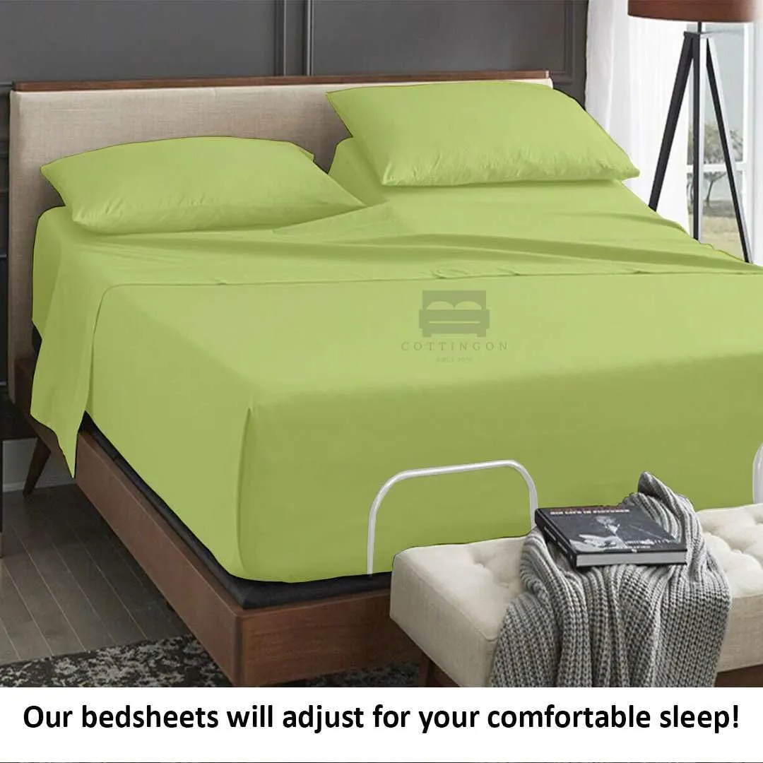 Cottingon Top Split King Sheets Set for Adjustable Bed - 4 Piece Sleep Number Bed Sheets - 100% Egyptian Cotton - 16 Inch Deep - 34 Split King - Sage Solid