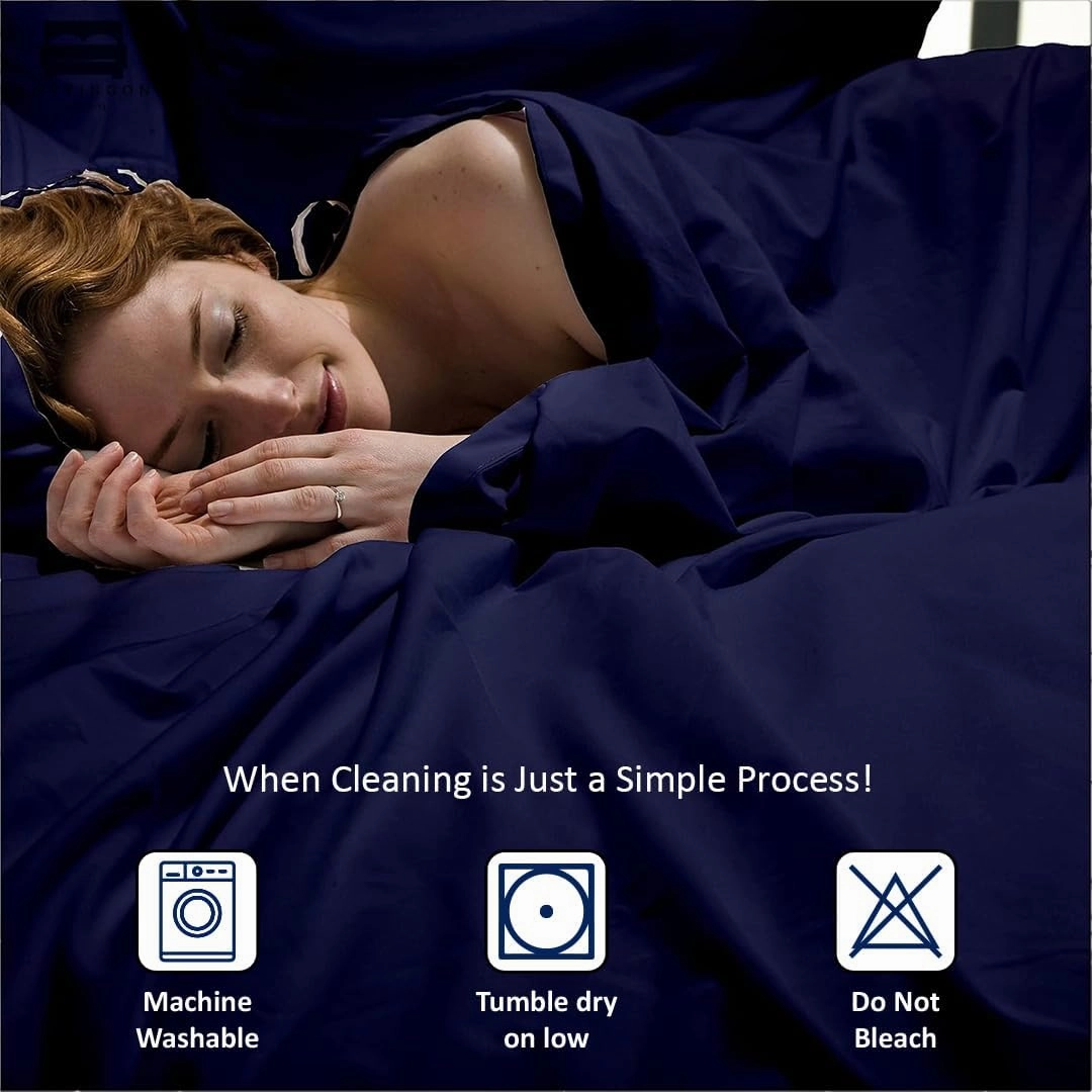Cottingon 4 Piece Flex Head King Sheet Set, Top 34 Inch Split Sheets for Sleep Number Adjustable Beds, Soft Breathable 100% Egyptian Cotton, Fits Upto 16" Deep Mattress 78"X80"  34", Navy Blue