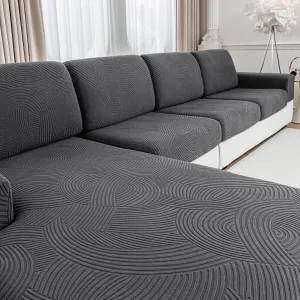 Couch Cushion Covers for Sectional and L Shaped Sofa, Stretch Soft Sofa Covers Washable Wear Resistant Slipcovers Furniture Protector Pet-Friendly (1PC Back Couch Cover, Dark Gray)