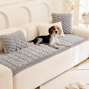 Couch Cover for Dogs Fuzzy Sofa Covers for Pet, Geometric Jacquard Coral Pet-Friendly Washable Non-Slip Sofas Slipcover Cushion Protector Pets Mat Dog Bed Mats
